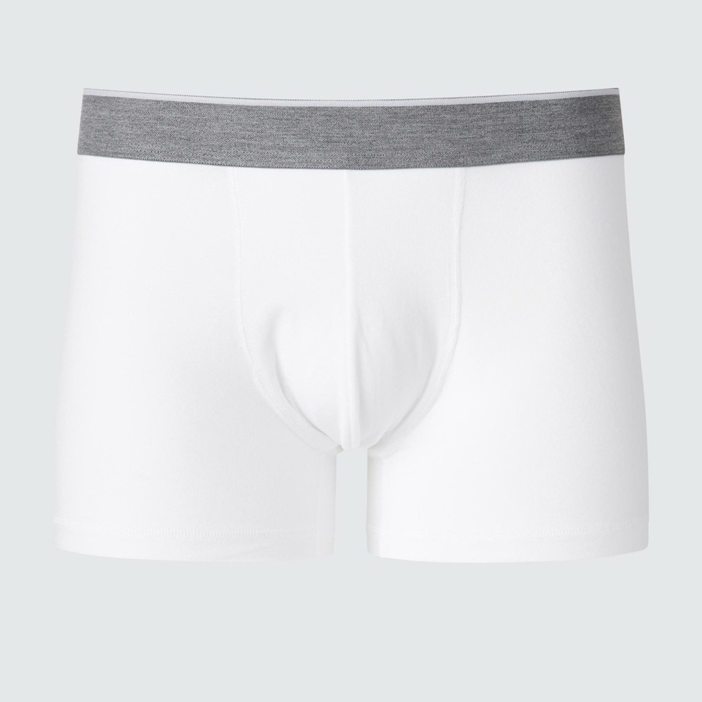 Uniqlo White Boxer Briefs with Gray Waistband